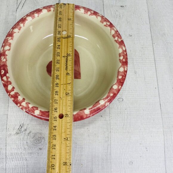 Roseville The Workshop of Gerald Henn ROSE SPONGE Red Spongeware Rim Soup Bowl - Picture 10 of 13
